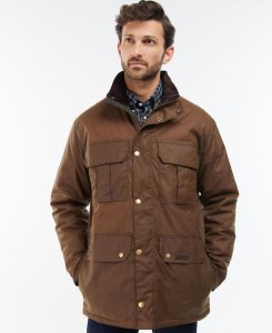 Chaqueta encerada verde con cuello de piel sintética Coneflower de Barbour