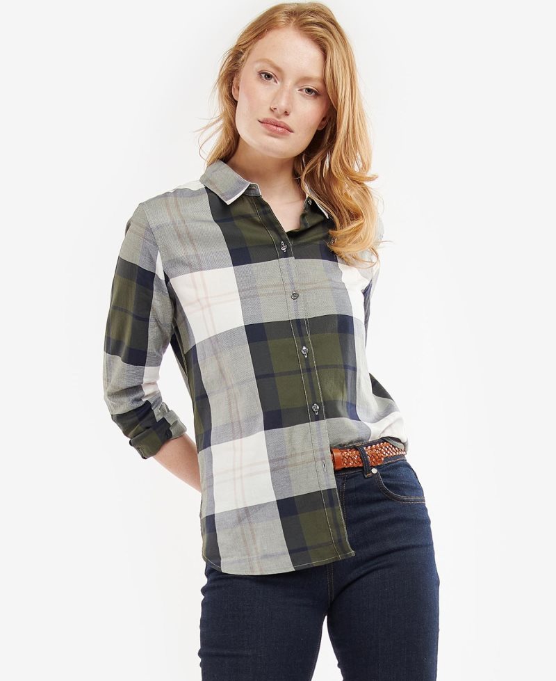 Blusas Barbour Moorland Shirt Mujer Verde Oliva | BKYS58093
