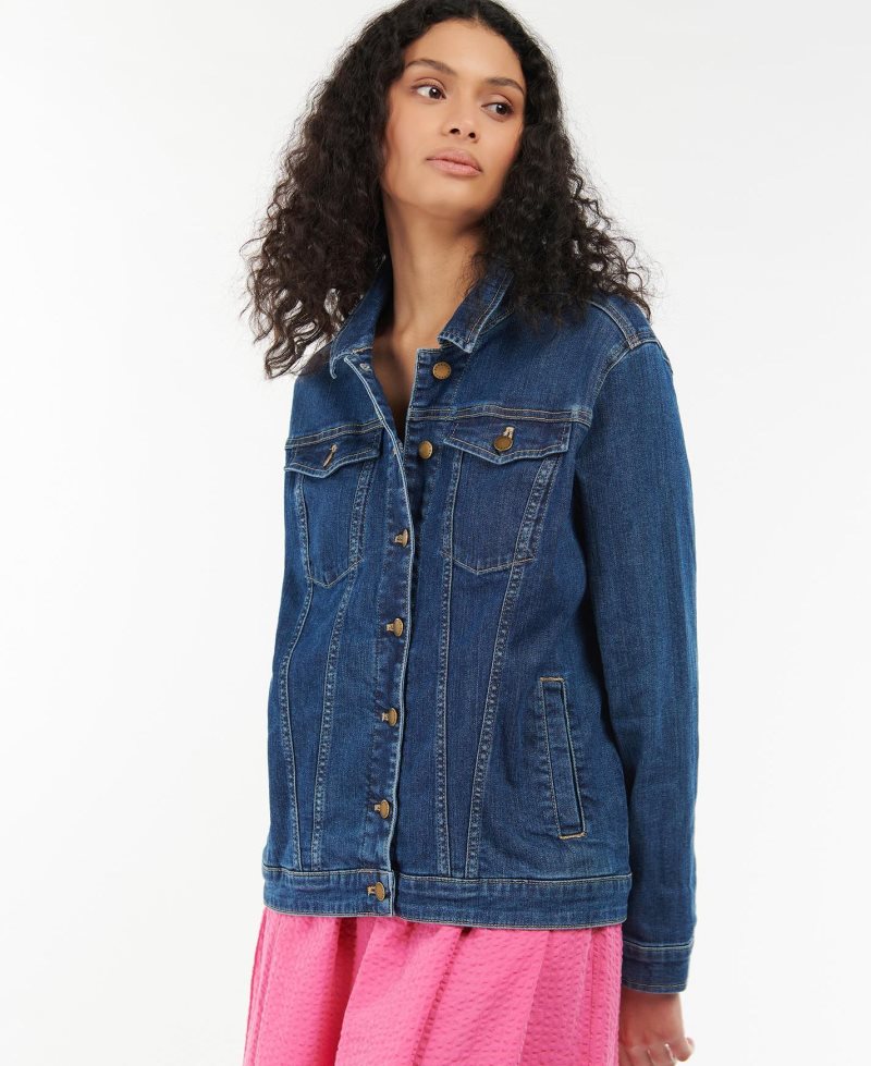 Blusas Barbour Willowherb Denim Jacket Mujer Azules | VJAX86514
