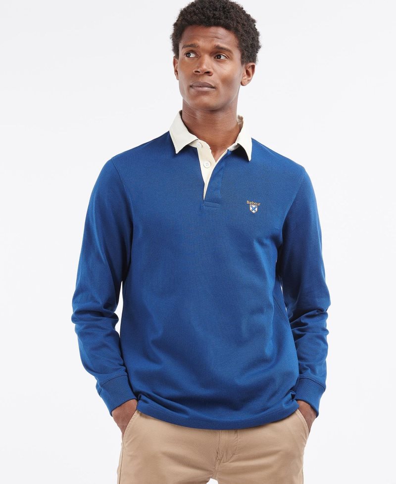 Camisa Polo Barbour Crest Rugby Top Hombre Azules Oscuro | MJPE97380
