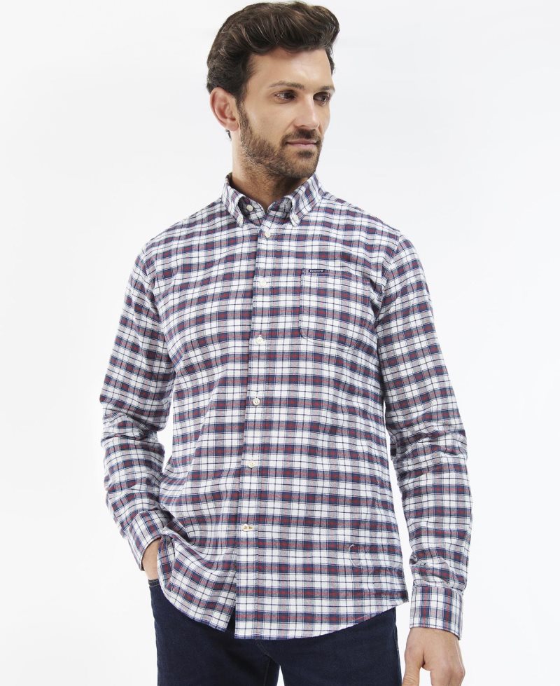 Camisas Barbour Benwell Tailored Fit Hombre Blancas | VIOD17520