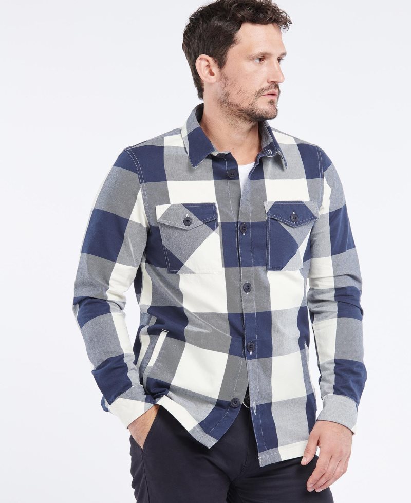 Camisas Barbour Essential Check Overshirt Hombre Azul Marino | XIUL35470