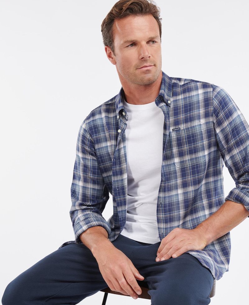Camisas Barbour Kingsand Tailored Hombre Azul Marino | NBJY39428