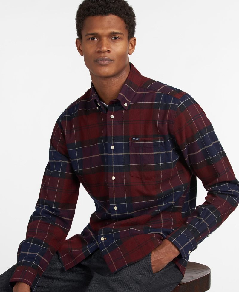Camisas Barbour Lutsleigh Hombre Burdeos | EYDK46038