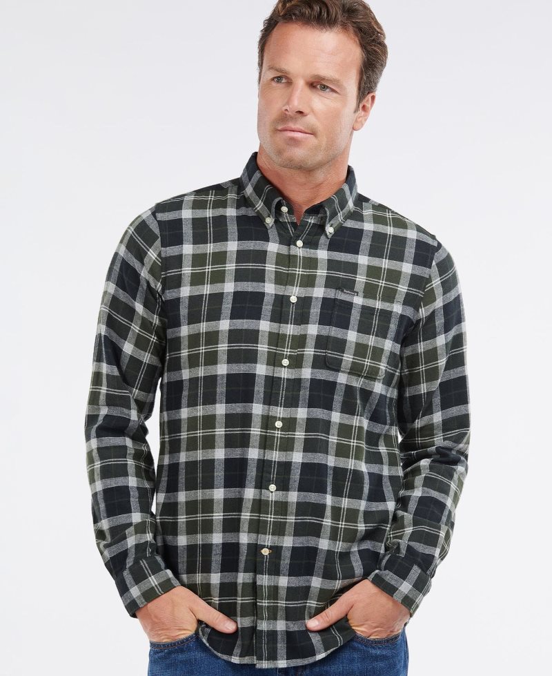 Camisas Barbour Rasay Tailored Fit Hombre Verde Oscuro | XPHG14850