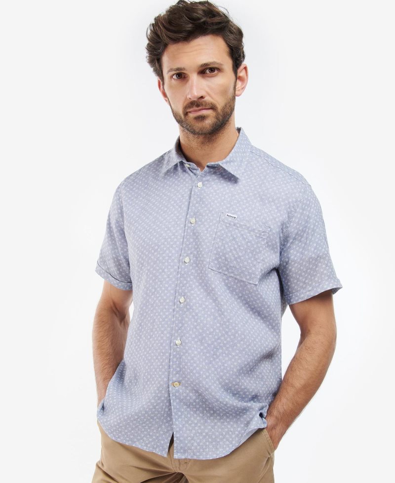 Camisas Barbour Spot Summer Fit Hombre Azul Marino | TOJU23596