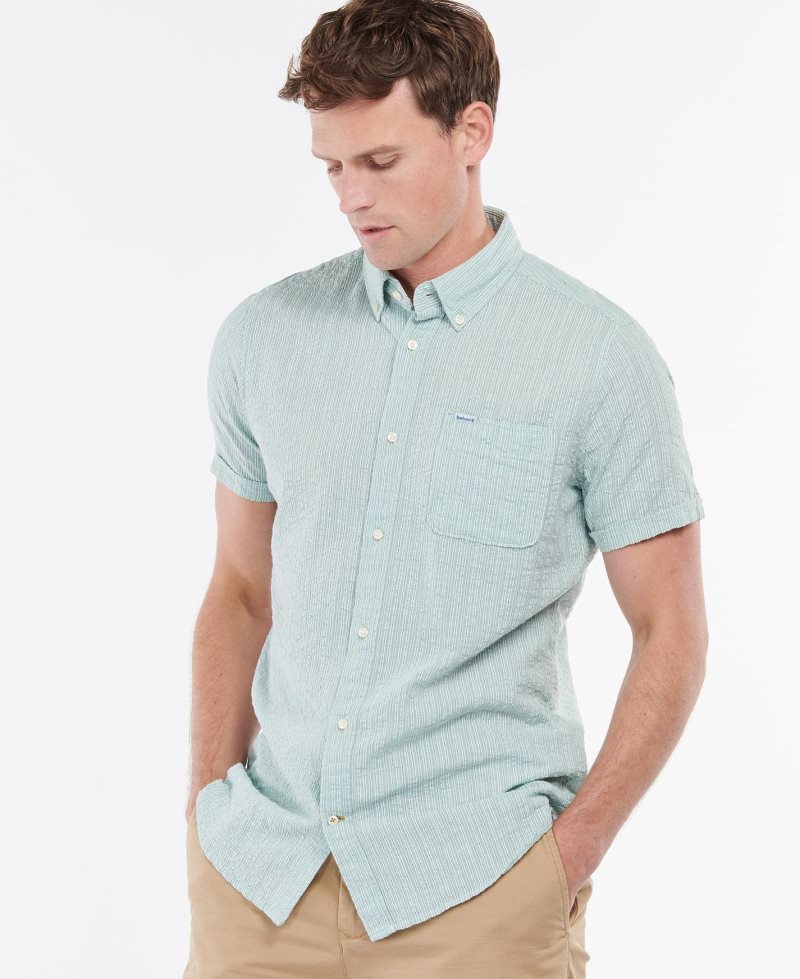 Camisas Barbour Stanton Corta Sleeve Tailored Hombre Azules | QOPC95073