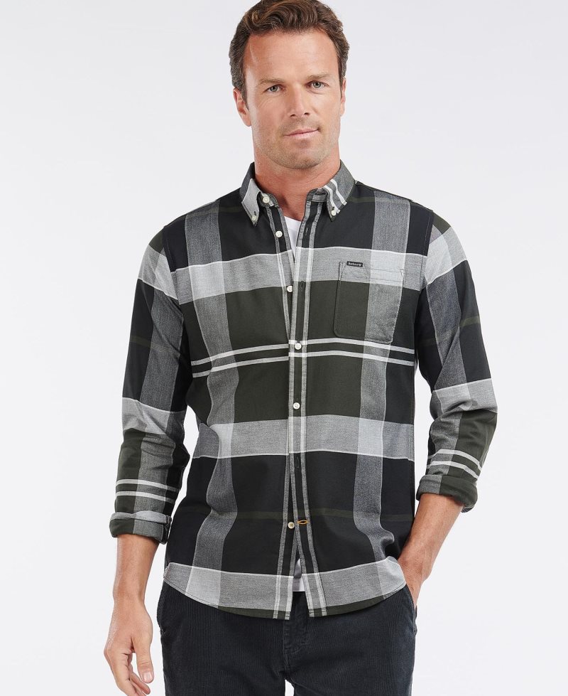Camisas Barbour Stirling Tailored Fit Hombre Verde Oscuro | ZJMS10278