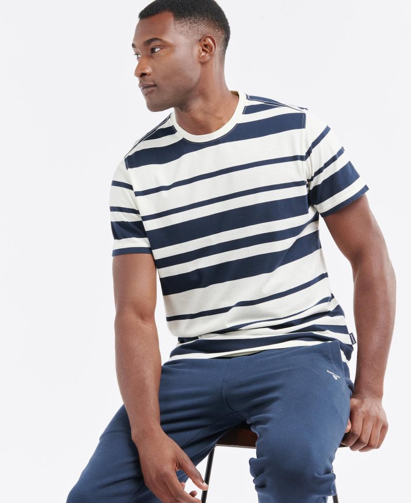 Camiseta Barbour Davit A Rayas Hombre Blancas | KAWB17039