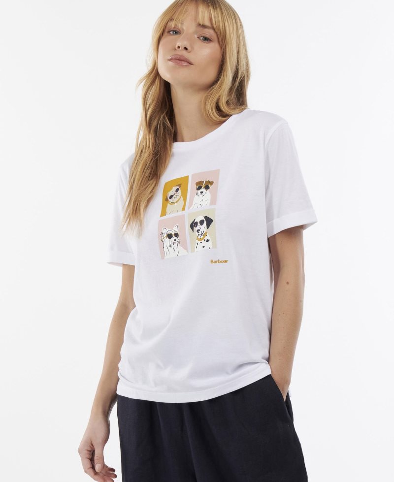 Camiseta Barbour Hopewell Mujer Blancas | XOPG18340