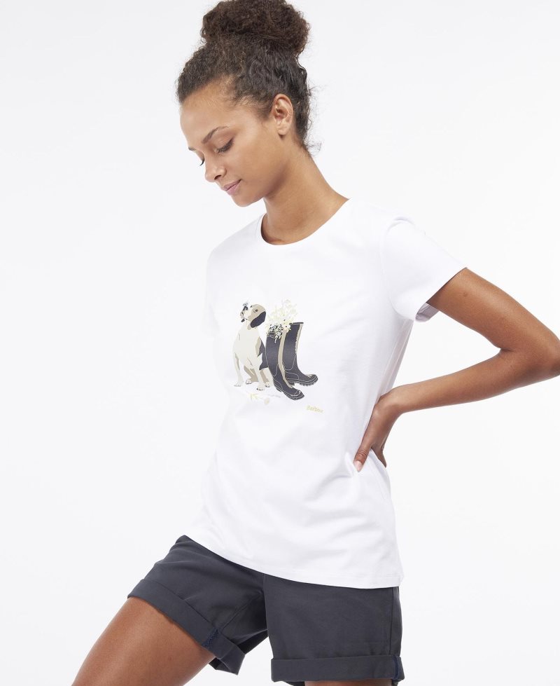 Camiseta Barbour Rowen Mujer Blancas | BLGS45912