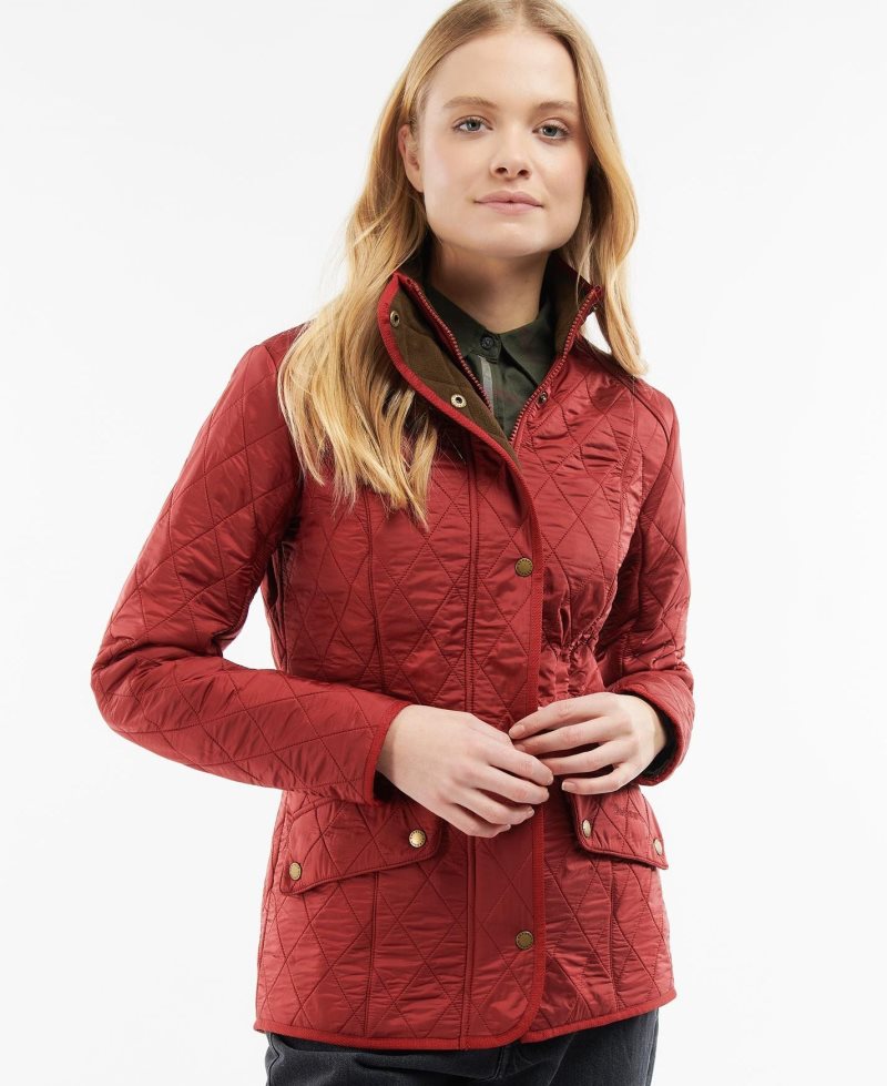 Chaqueta Acolchada Barbour Cavalry Polarquilt Mujer Rojas Oscuro Marrones | FVEH74013