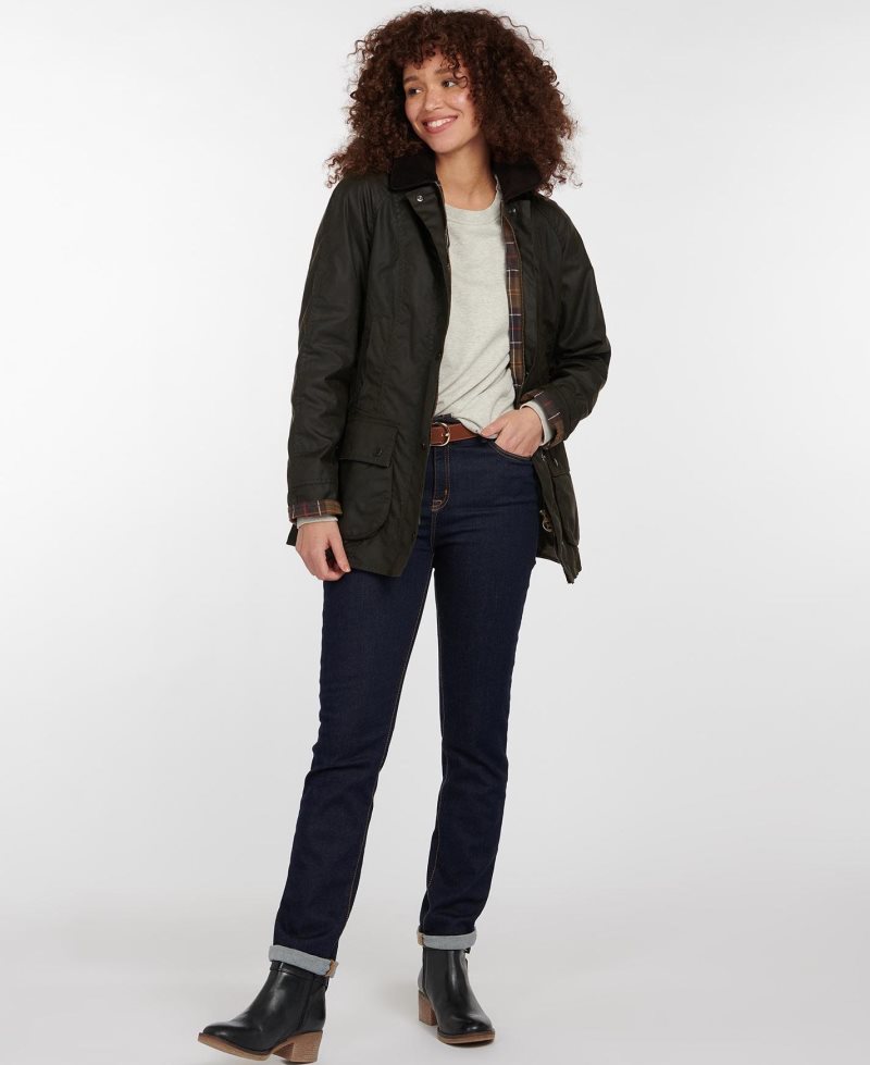 Chaqueta Encerada Barbour Classic Beadnell Mujer Verde Oliva | YELK64807