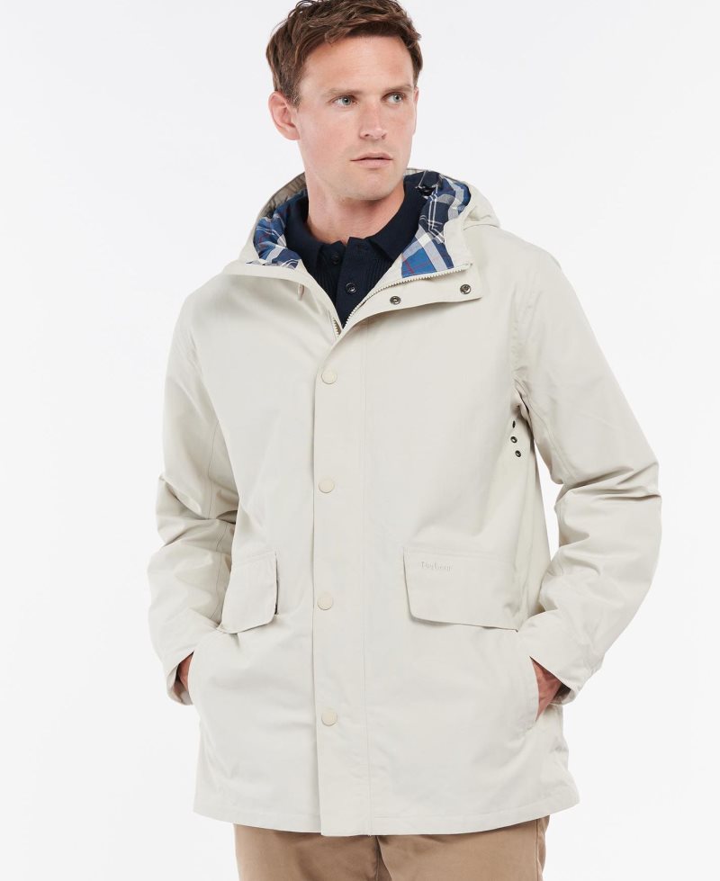 Chaqueta Impermeable Barbour Summer City Parka Hombre Blancas Azul Marino | THJR14536