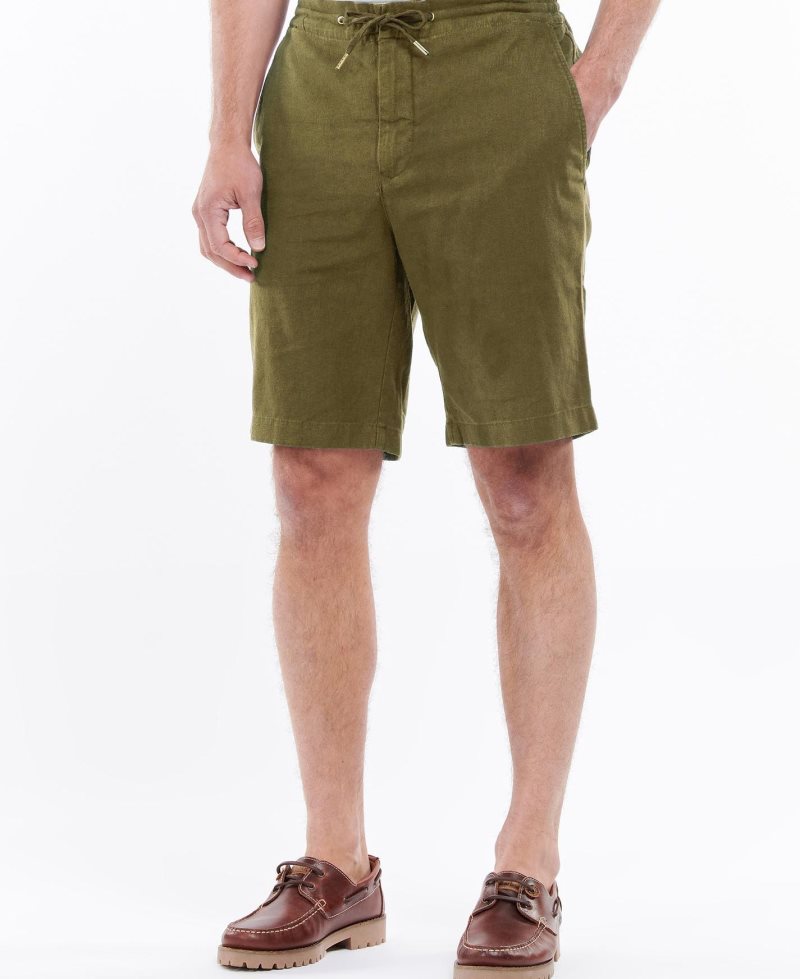 Pantalones Cortos Barbour Linen Algodon Mix Hombre Azul Marino | NMJP37018