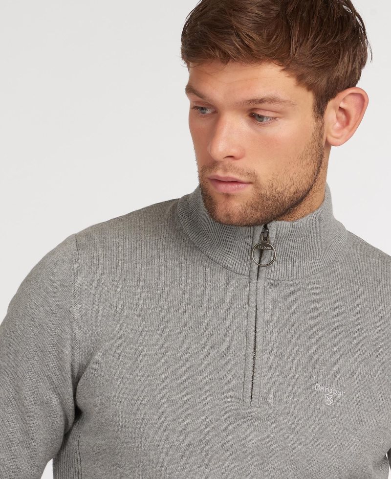 Suéteres Barbour Algodon Half Zip Hombre Gris | FBIZ63704