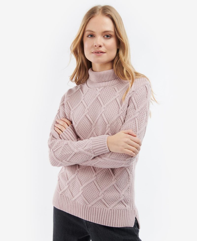 Suéteres Barbour Burne Roll Neck Knit Mujer Creme | GWZP81965
