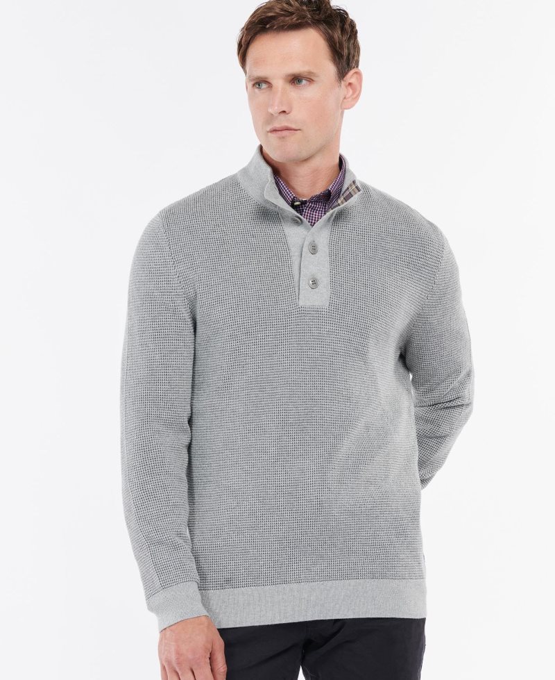 Suéteres Barbour Malcolm Half Button Jumper Hombre Gris | UIKQ82349