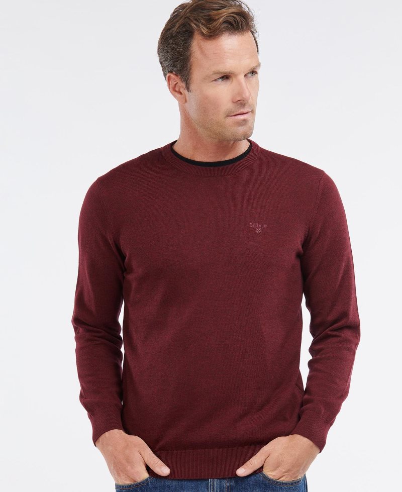 Suéteres Barbour Pima Algodon Crew Neck Jumper Hombre Rojas Oscuro | SIOL01459