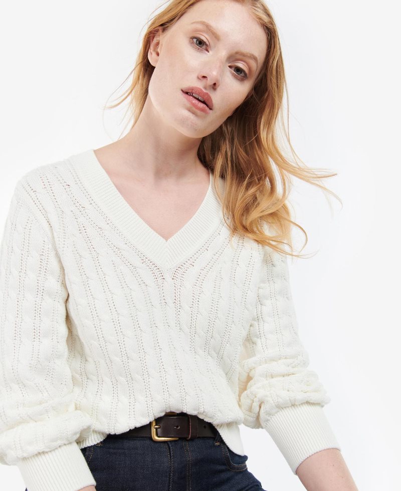 Suéteres Barbour Primrose Knit Mujer Creme | NPME69308