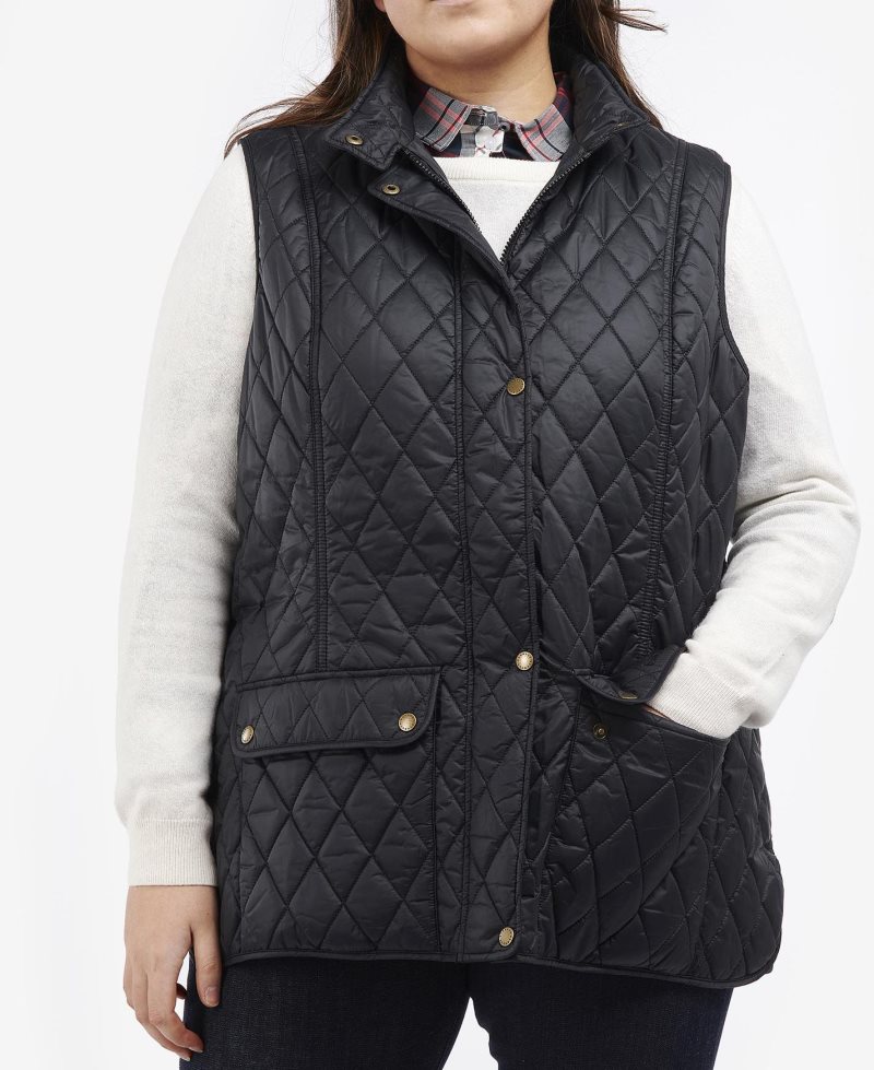 Talla Extra Barbour Plus Otterburn Gilet Mujer Negras | PXOZ26483